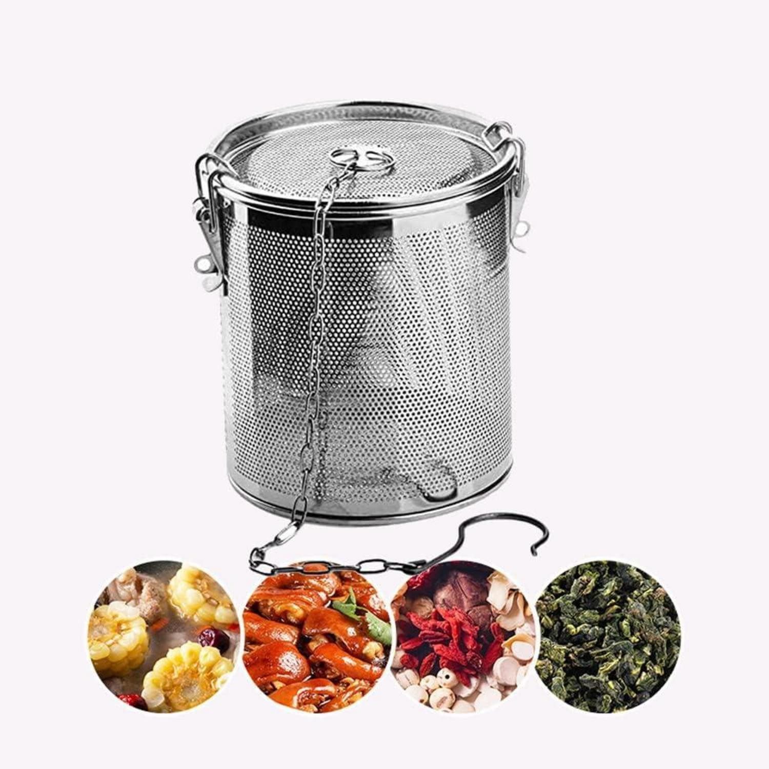 Chyuan Teesieb Edelstahl Teefilter-Kugelfilter mit Tragekette und Haken 304