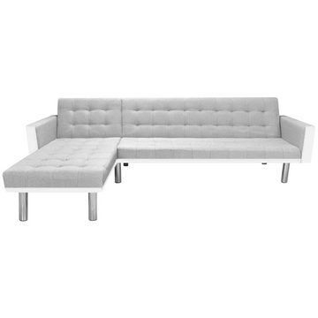 furnicato Ecksofa Ecksofabett Stoff 218 x 155 x 69 cm Weiß und Grau