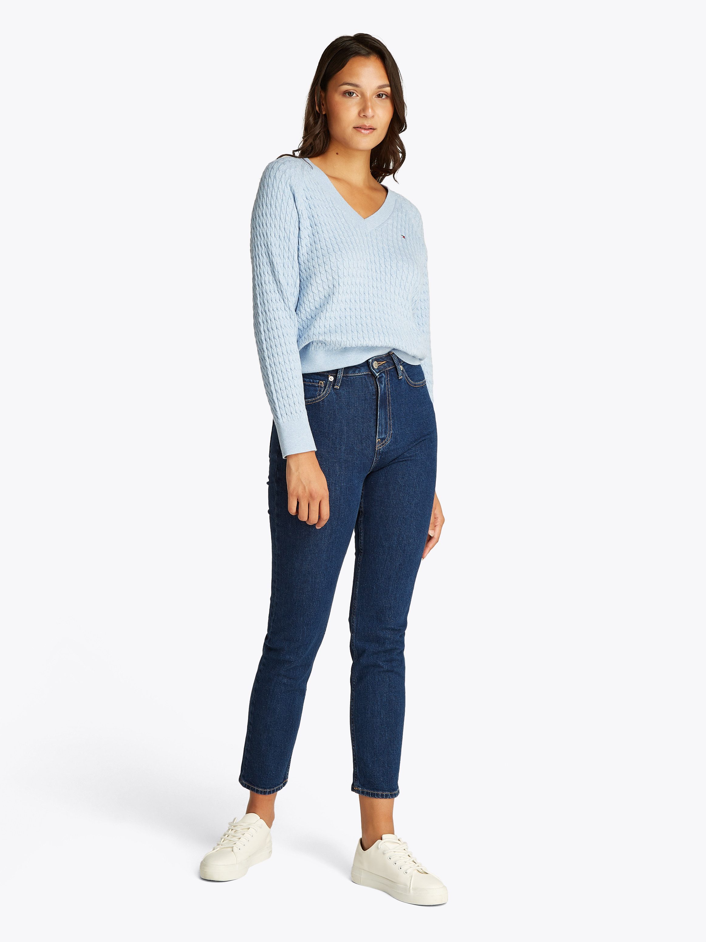Tommy Hilfiger Slim-fit-Jeans Slim Cigarette High Waist mit Logo-Badge, in blauer Waschung