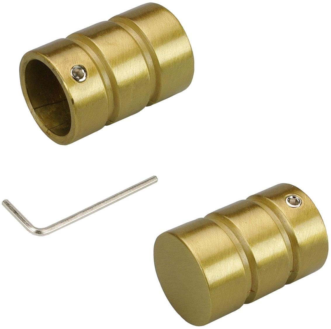 Gardinenstangen-Endstück Zylinder, Liedeco, Gardinen, (Set, 2-St), für Gardinenstangen Ø 16 mm goldfarben/matt