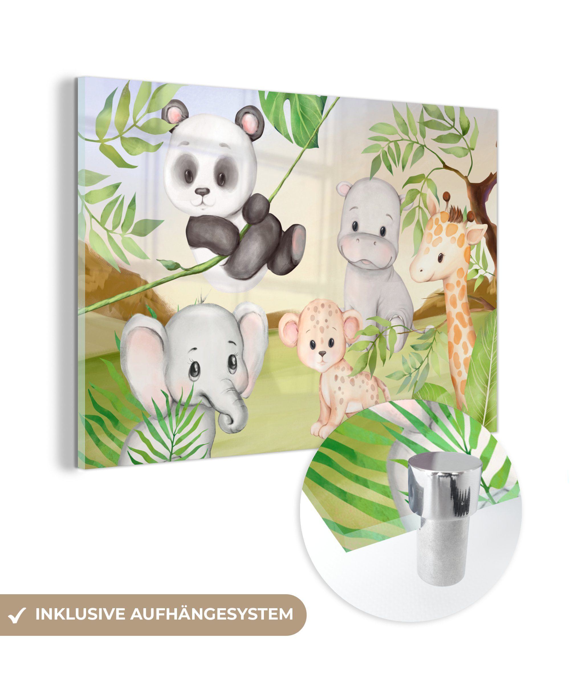 - Dschungeltiere MuchoWow & (1 Acrylglasbilder Acrylglasbild St), Schlafzimmer Panda, - Kinder Wohnzimmer