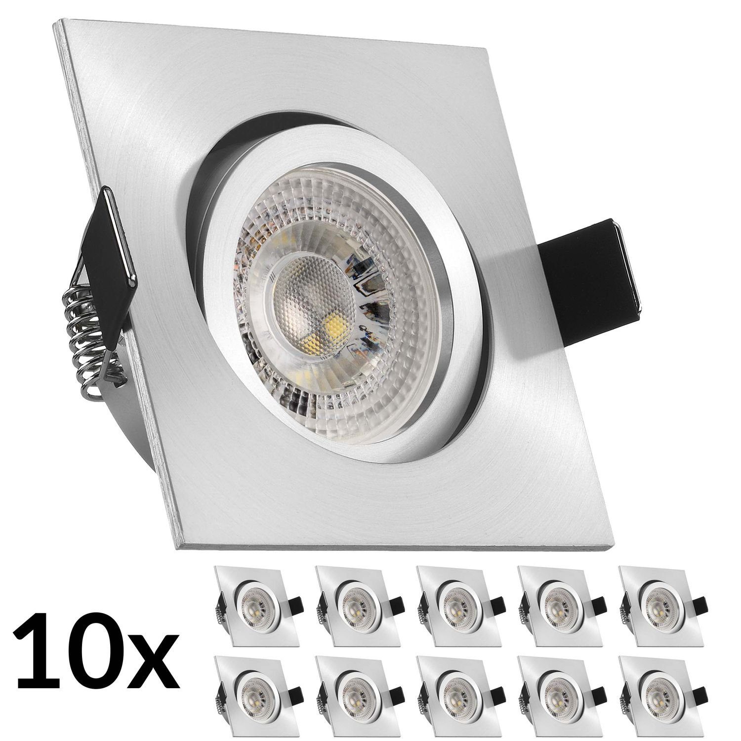 LEDANDO LED Einbaustrahler 10er RGB LED Set GU10 3W matt mit Einbaustrahler in von aluminium LED