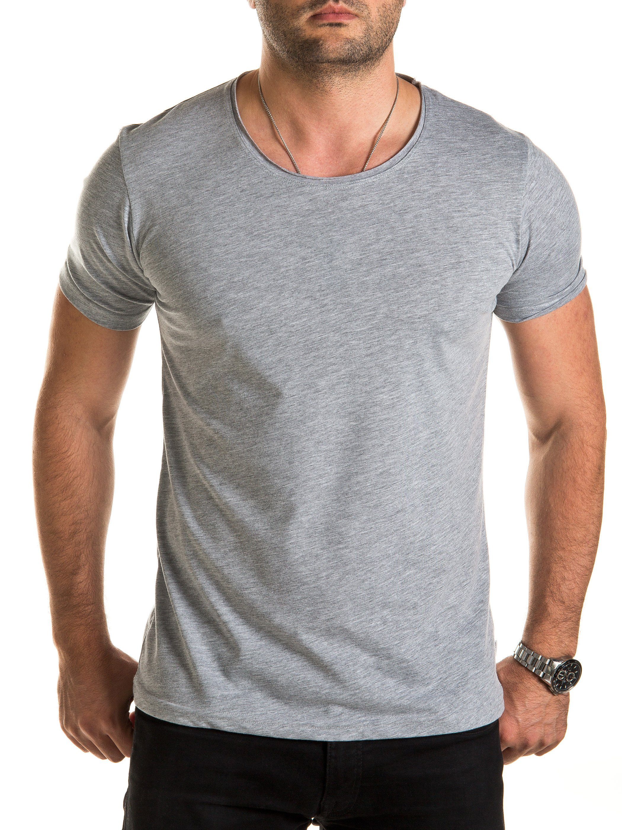 WOTEGA T-Shirt Basic Tee gray Crew Dapple (163907) (1-tlg) Neck Nasus