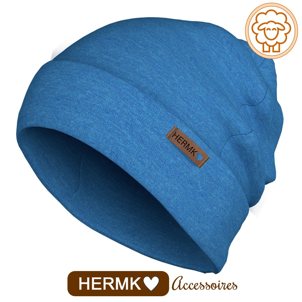 HERMKO Beanie 8840911 Mütze für Damen und Herren aus Merinowolle und Tencel