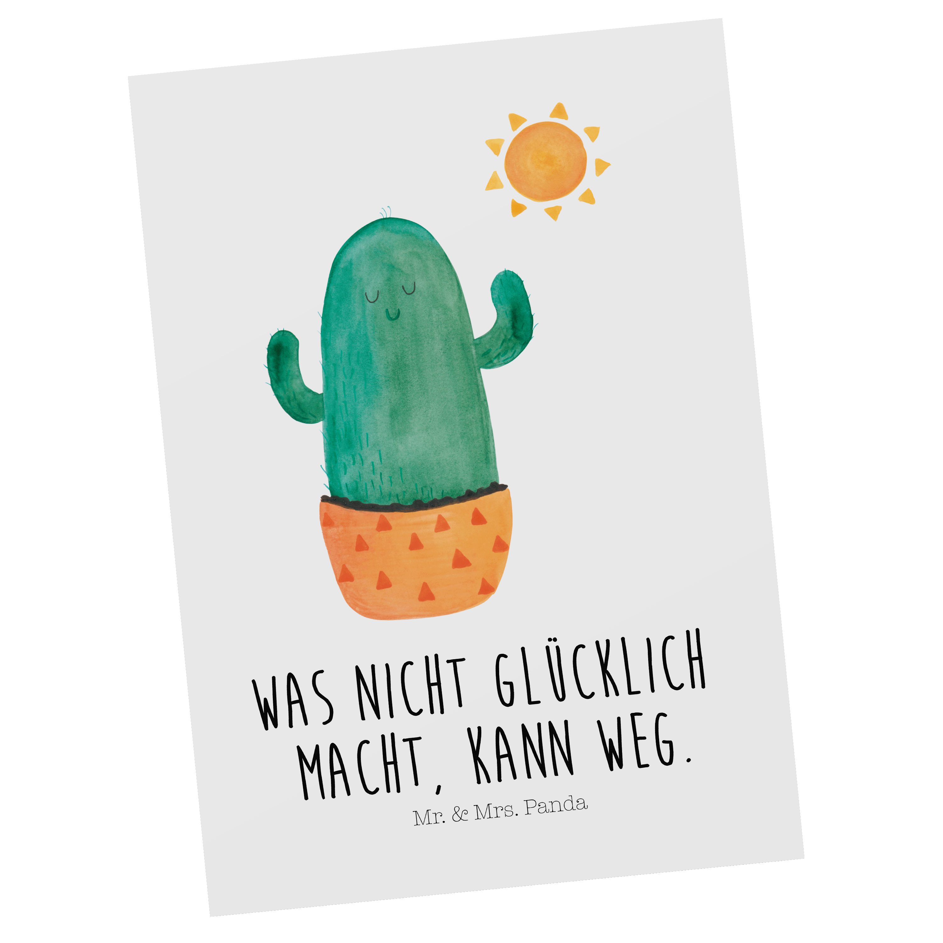 Mr. & Mrs. Panda Postkarte Kaktus Sonnenanbeter - Weiß - Geschenk, Motivation, Dankeskarte, Gebu