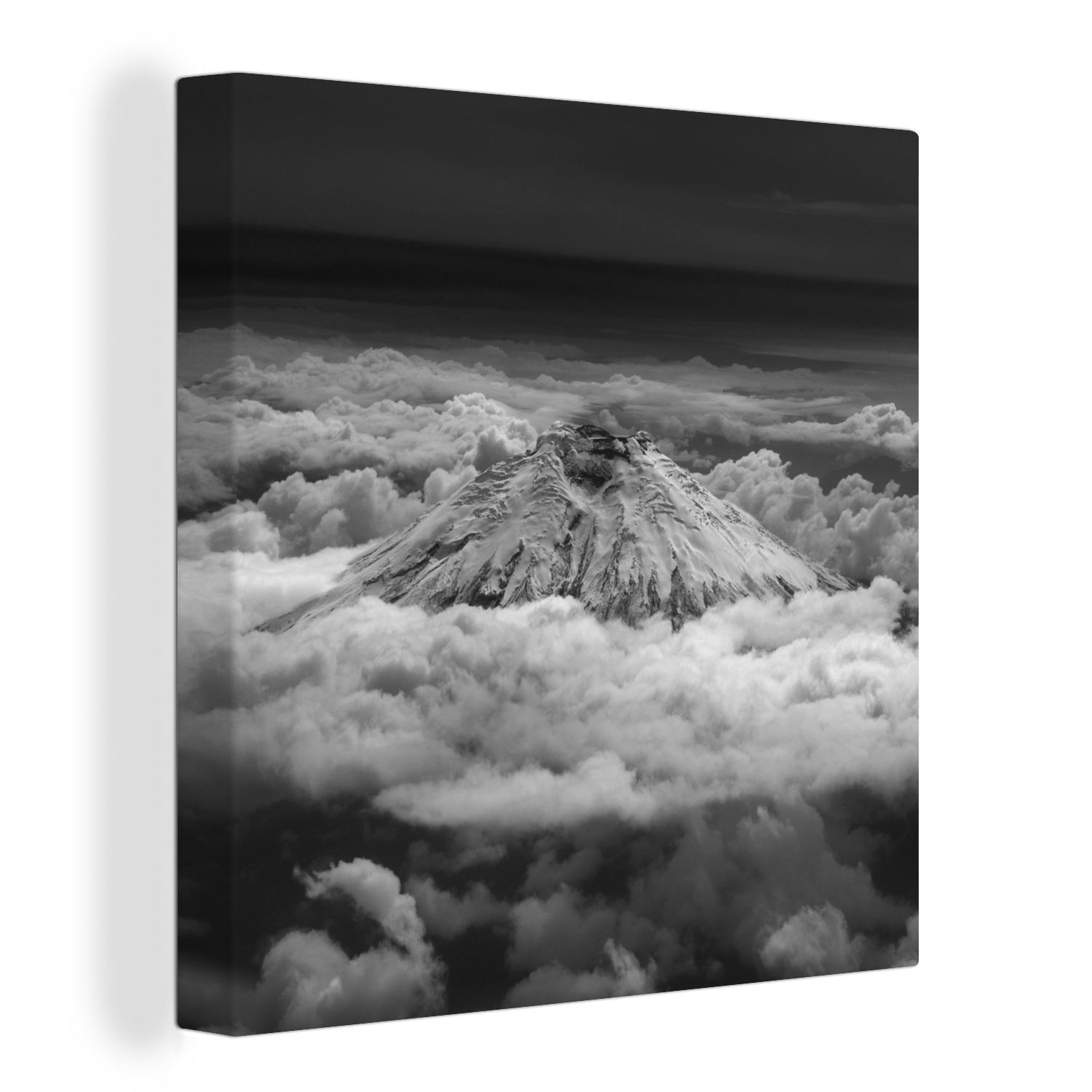 OneMillionCanvasses® Leinwandbild Schnee - Schwarz - Weiß - Ecuador, (1 St), Leinwand Bilder für Wohnzimmer Schlafzimmer