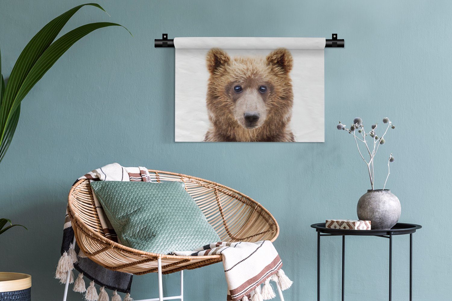 Wohnzimmer, Kleid, Wanddekoobjekt Kinderzimmer Natur, MuchoWow Braun für Wandbehang, Tiere Schlafzimmer, Bär - Wanddeko - -