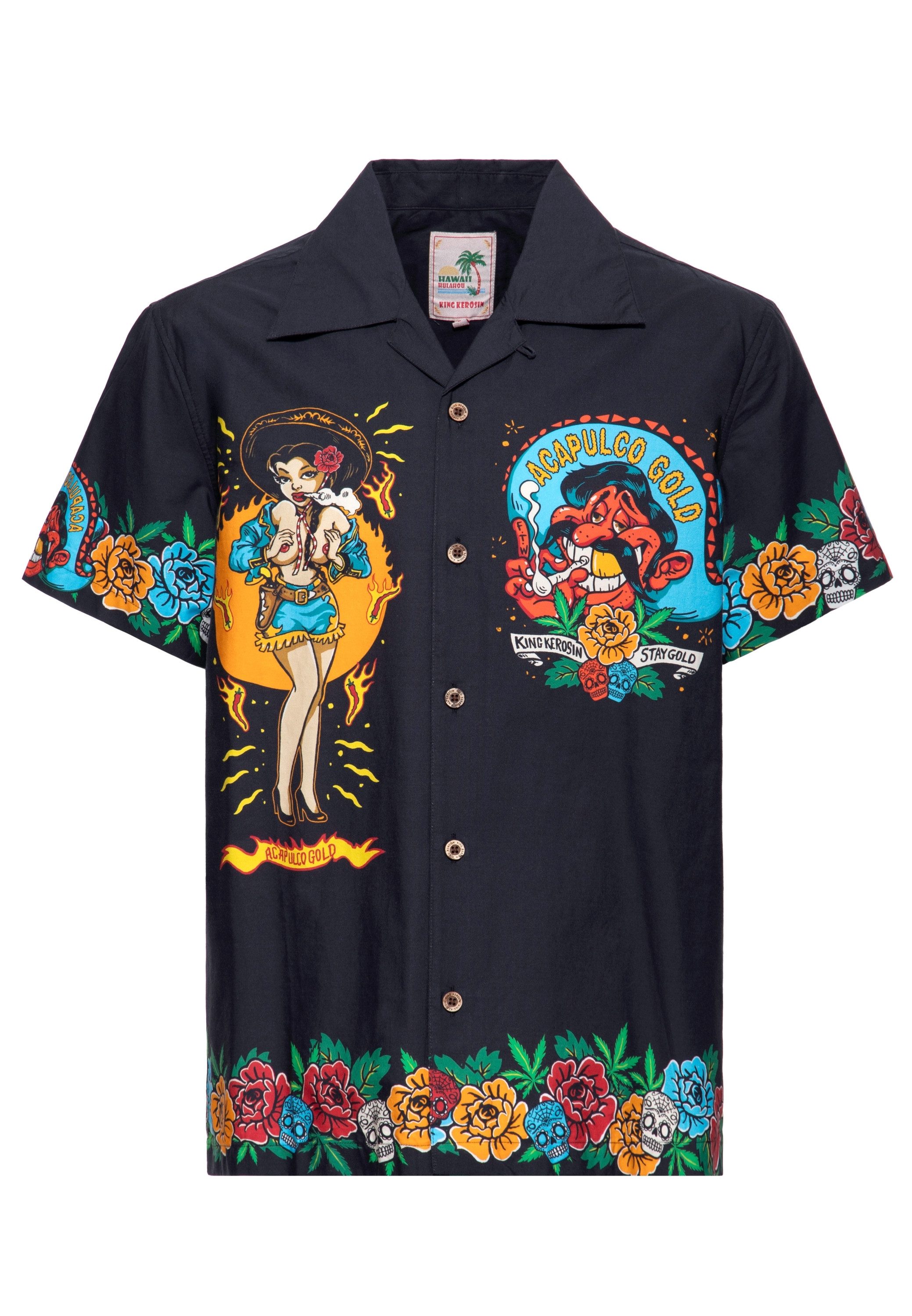 KingKerosin Kurzarmhemd Acapulco Gold mit auffälligem Artwort-Print günstig online kaufen