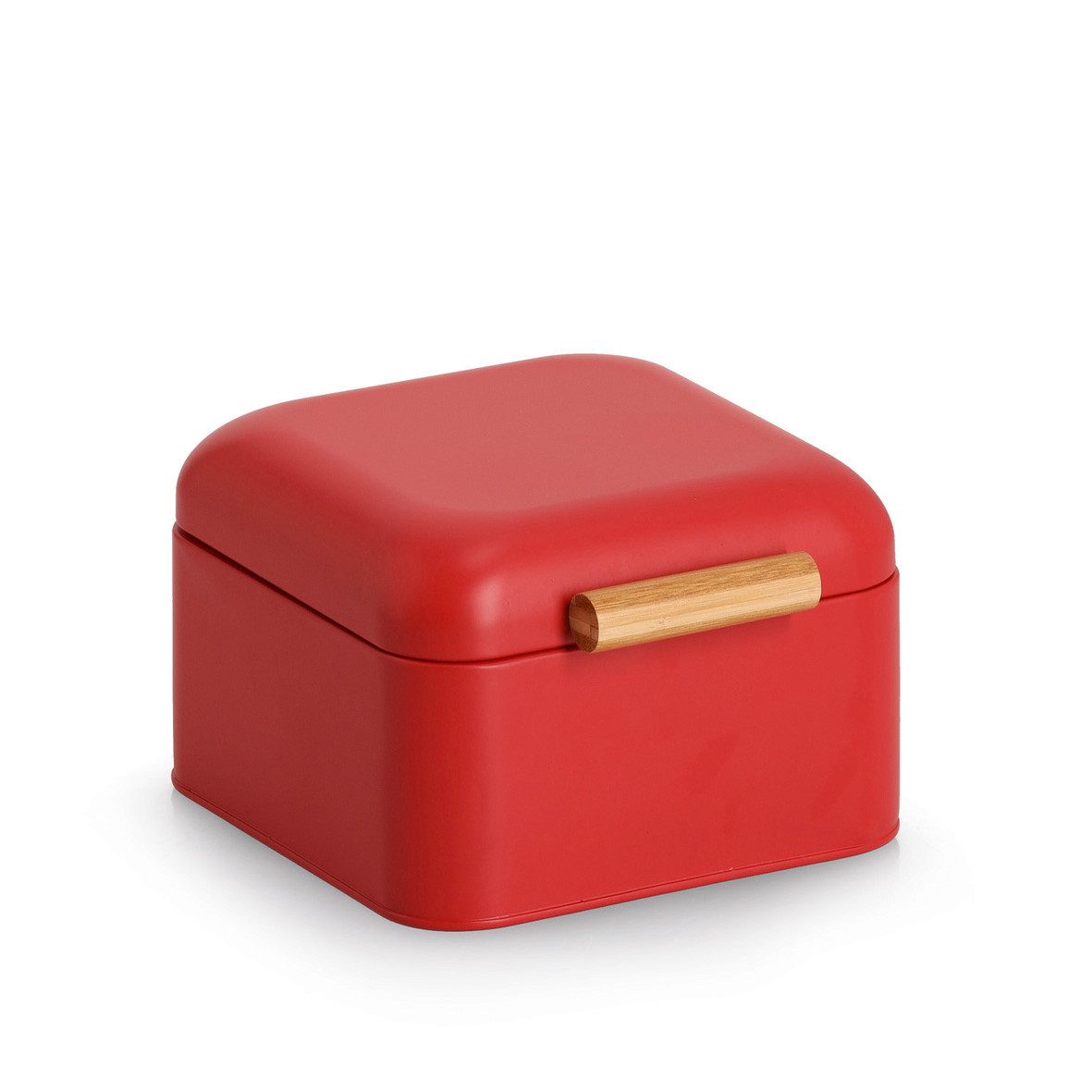 Zeller Present Garderobenständer Brotkasten, Metall/Bambus, rot, ca. 20 x 20 x 13,5 cm