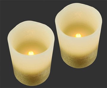 I.GE.A. LED-Kerze LED-Kerzen Flackernd Warmweiß 2er Set Stumpenkerze Deko Valentinstag (2-tlg), Romantische Dekoration Rosa Echtwachs romantisch