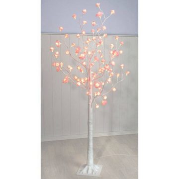 Haushalt International LED Baum, LED fest integriert, Rosenblütenbaum / Lichterbaum - Mit 96 Warm-Weißen LED´s - 150 cm - Rose