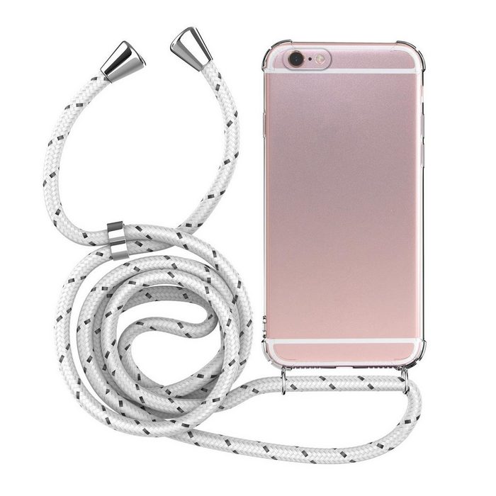 MyGadget Handyhülle TPU Hülle Band Handykette Handyband Umhängen Case MyGadget Handykette für Apple iPhone 6 / 6s TPU Hülle mit Band - Handyhülle mit Handyband zum Umhängen Kordel Schnur Case Schutzhülle - Weiß Muster