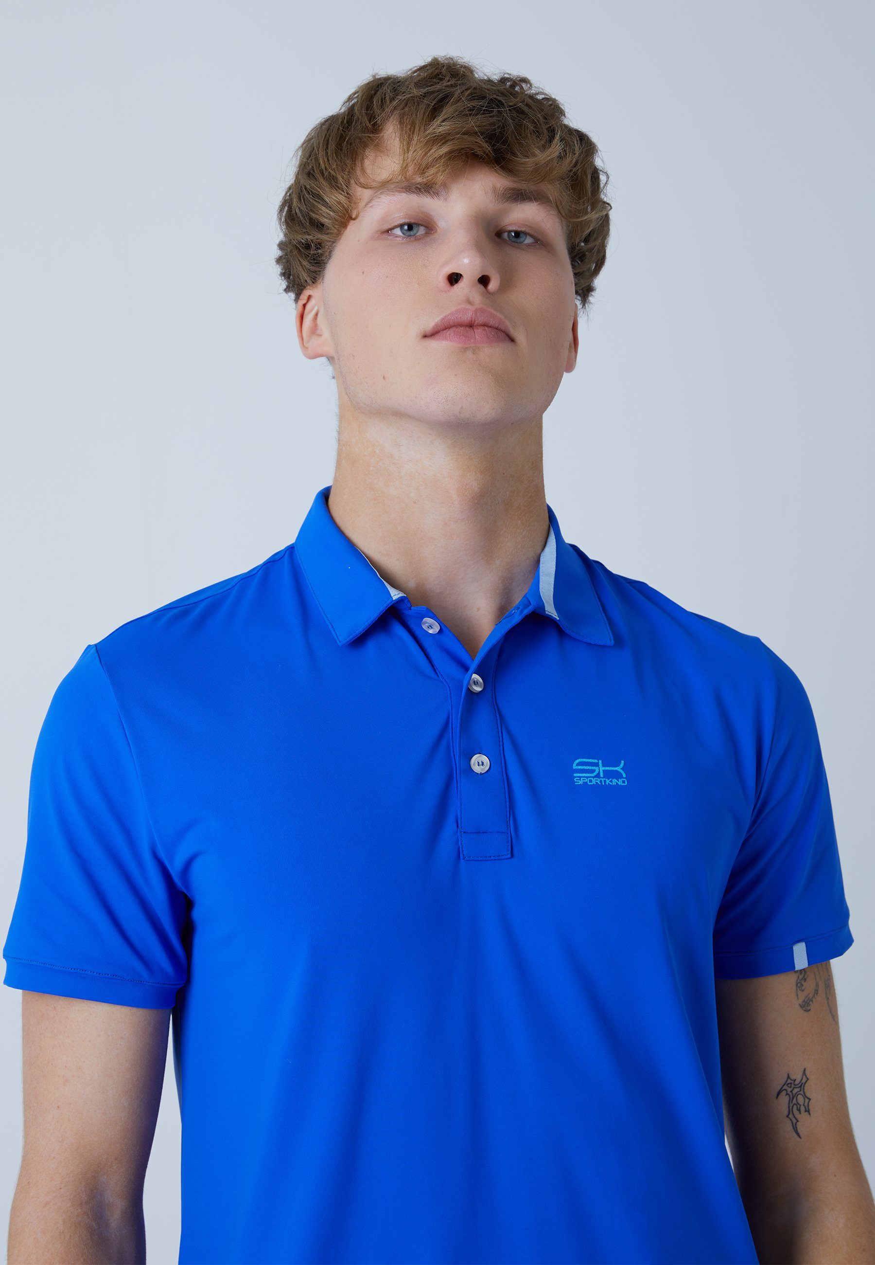 SPORTKIND Funktionsshirt Golf Polo Herren & Jungen Kurzarm kobaltblau Shirt