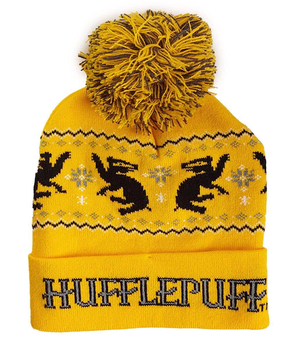 Harry Potter Bommelmütze Hufflepuff Snow Pom Beanie Hogwarts Strickmütze Bommelmütze