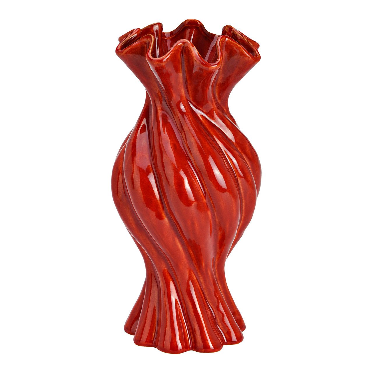 Wurm Dekovase Wurm, Vase TWIST aus Steingut/Terracotta, Rot (B/H/T) 14x30x14cm, 1004