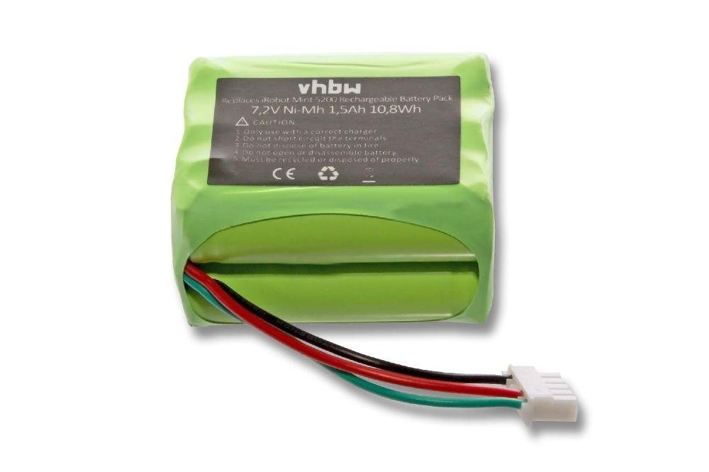 vhbw kompatibel mit iRobot Mint Plus 5200, 5200c Staubsauger-Akku NiMH 1500 mAh (7,2 V)