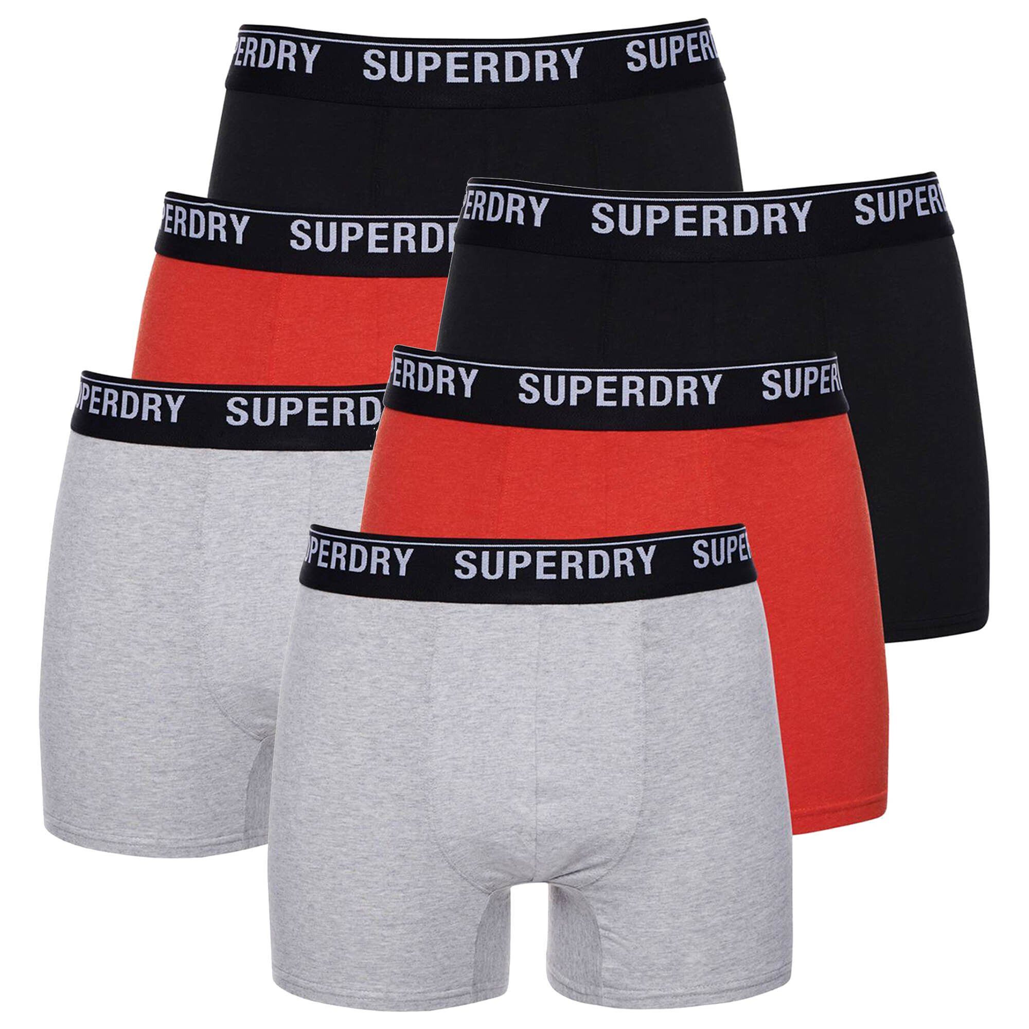 Superdry Boxer Herren Boxershorts - BOXER MULTI TRIPLE PACK Schwarz/Grau/Orange