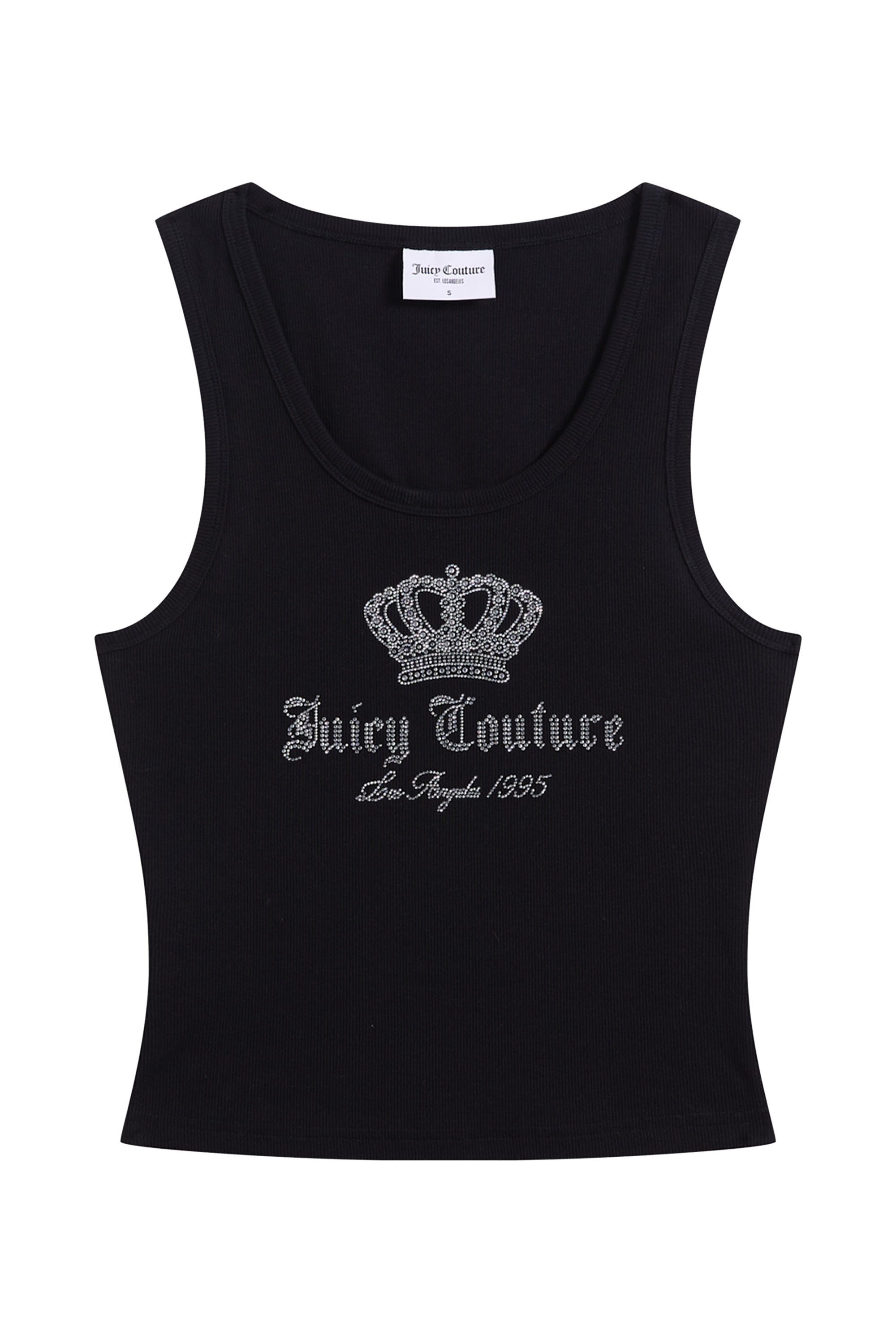 Juicy Couture T-Shirt GOTHIC CROWN VEST. Damen T-Shirt Damen, Schriftzug, Sportshirt, Trägertop, mit Glitzer, Sale