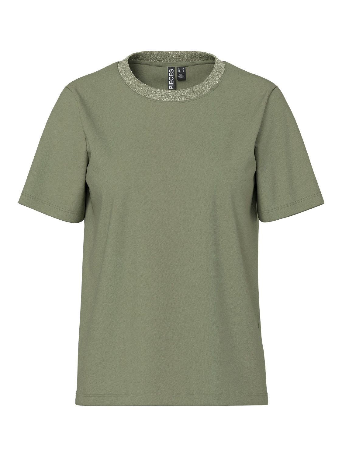 pieces Kurzarmshirt PCRIA SS LUREX NECK TEE JRS NOOS BC mit Glitzerdetail