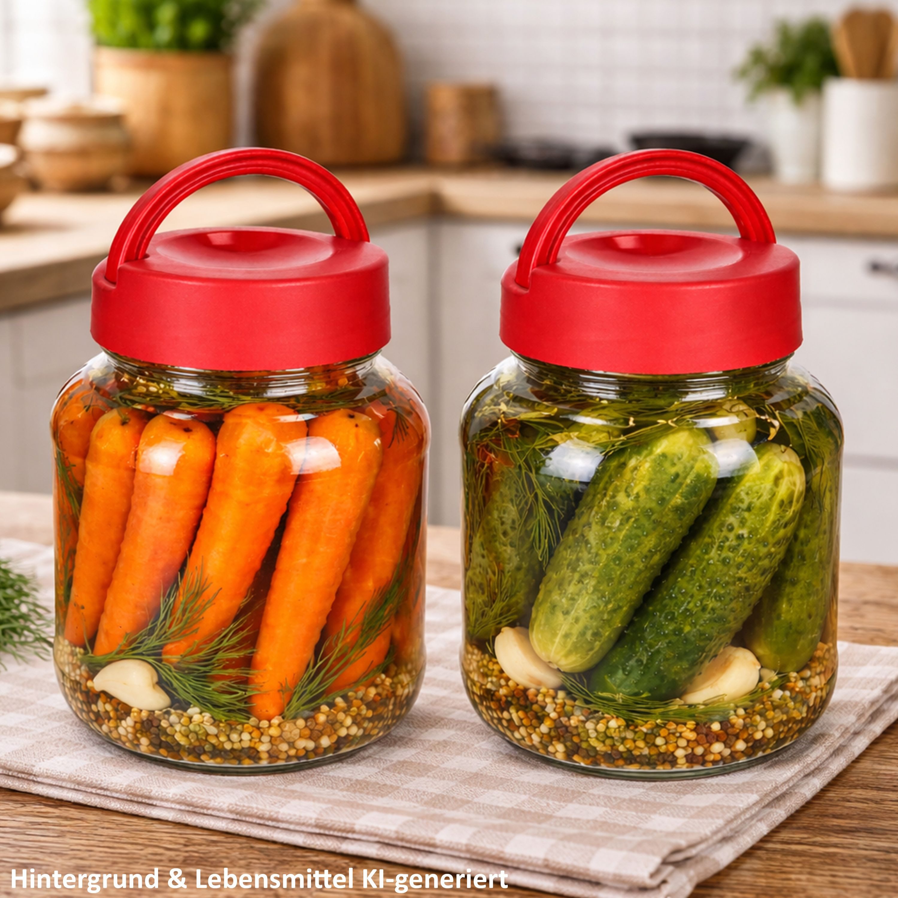 MamboCat Vorratsglas 2er Set Kim Vorratsglas 1,7L Glas mit Deckel & Henkel Gurken-Glas, Glas – Bild 5 von 5