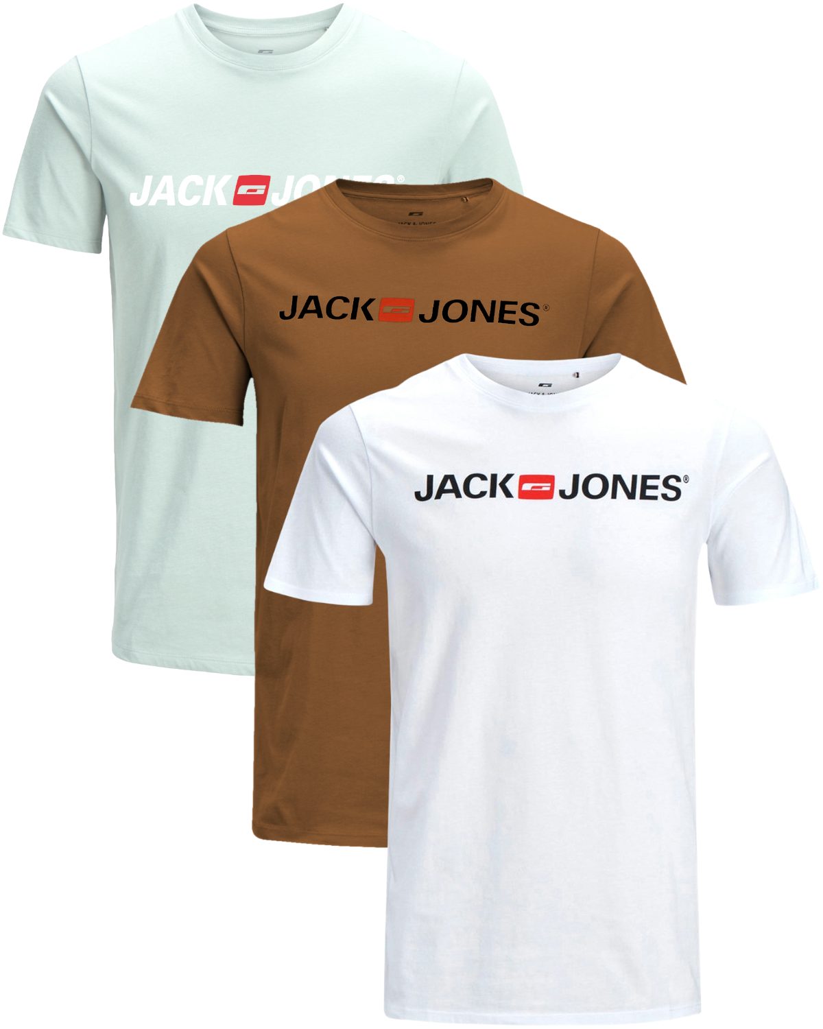 Jack & Jones T-Shirt Stilvolles Slim-Fit oder Regular Shirt mit Printdruck (3er-Pack) Printdruck