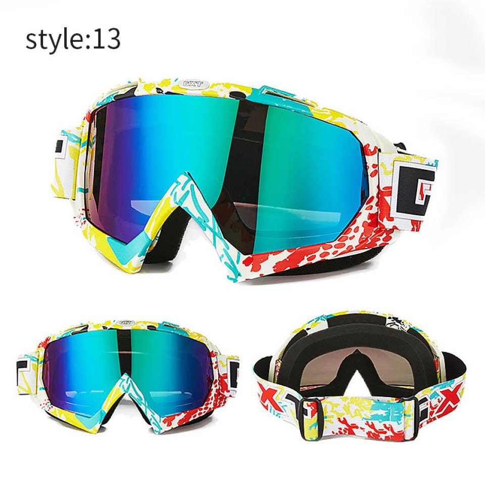 Blusmart Skibrille Motocross Brille ATV MTB DH Winddicht Skifahren Moto Bike Brille Glas 12
