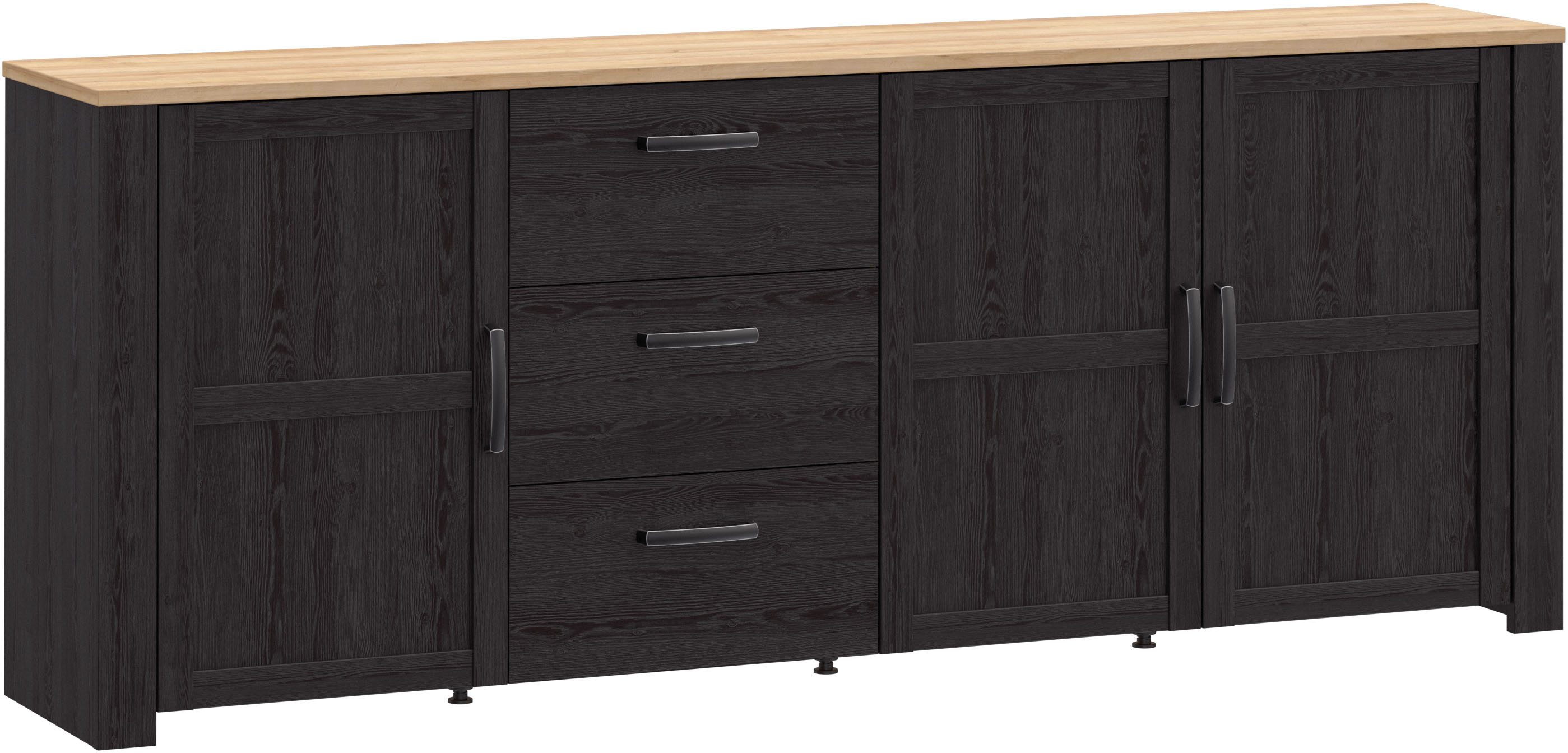 FORTE Sideboard Bohol, großes Sideboard,Breite 2,20 mtr. Soft-Close, Stauraum, B/H/T 220,8/87/42cm, 3 Türen, 3 SK