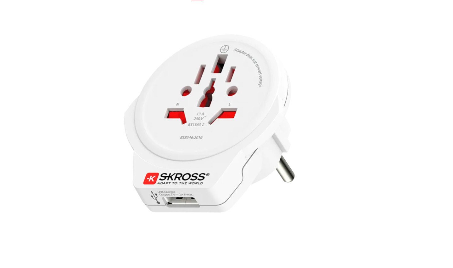SKROSS Reisestecker "World to Europe USB", Weiß Reiseadapter
