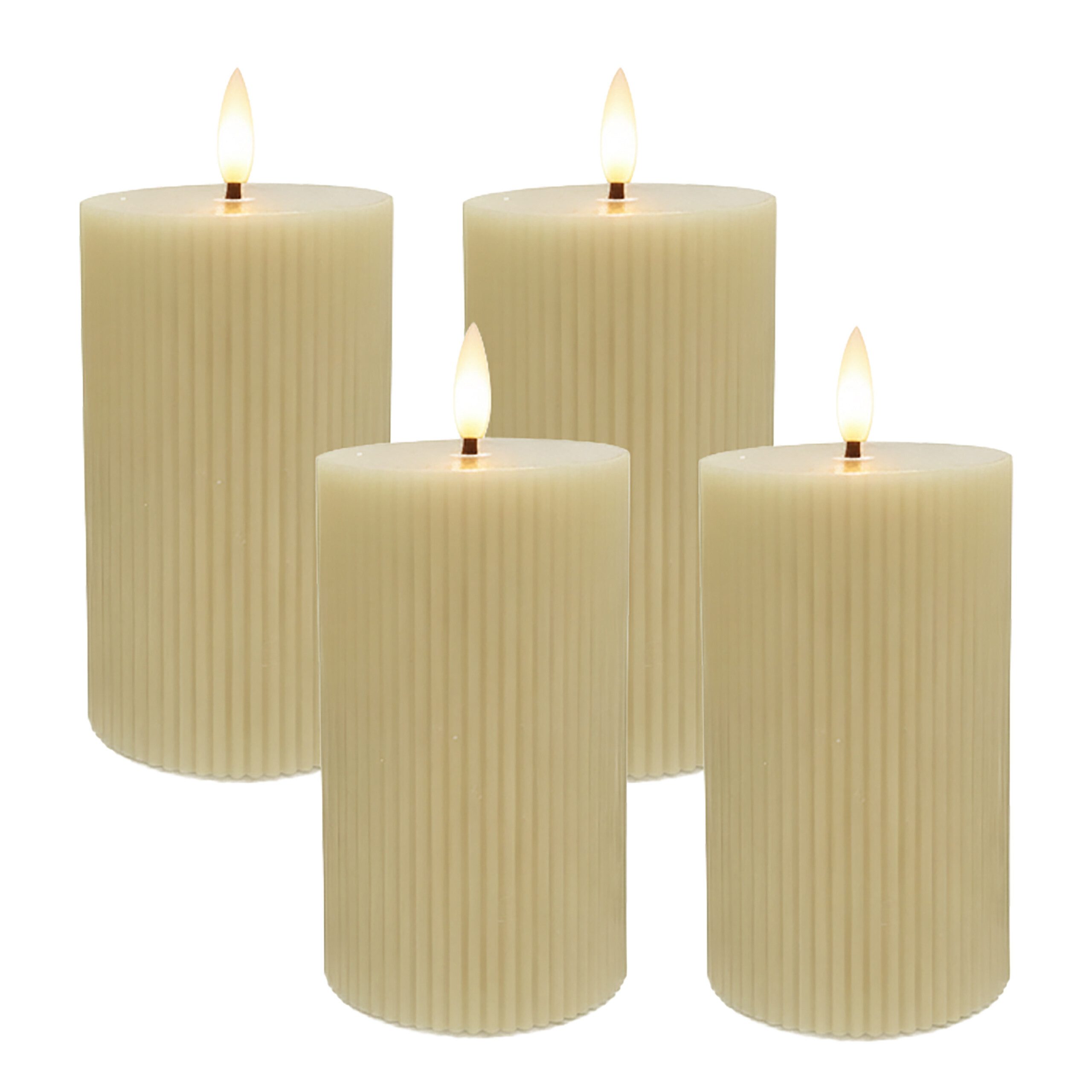 relaxdays LED-Kerze 4er Set 13 cm, Beige