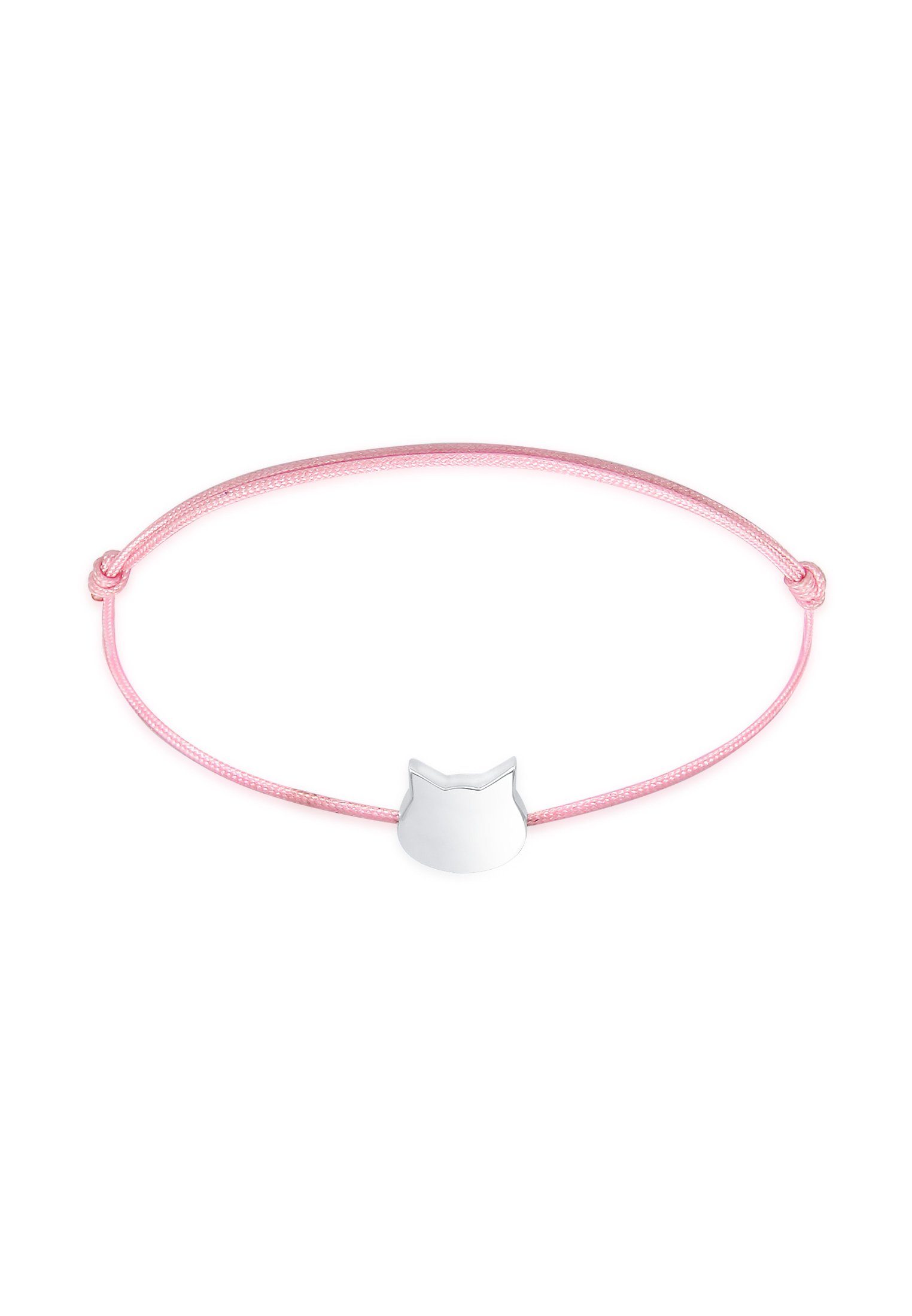 Armband Katze Nylonkette Rose 925 Sterling Silber