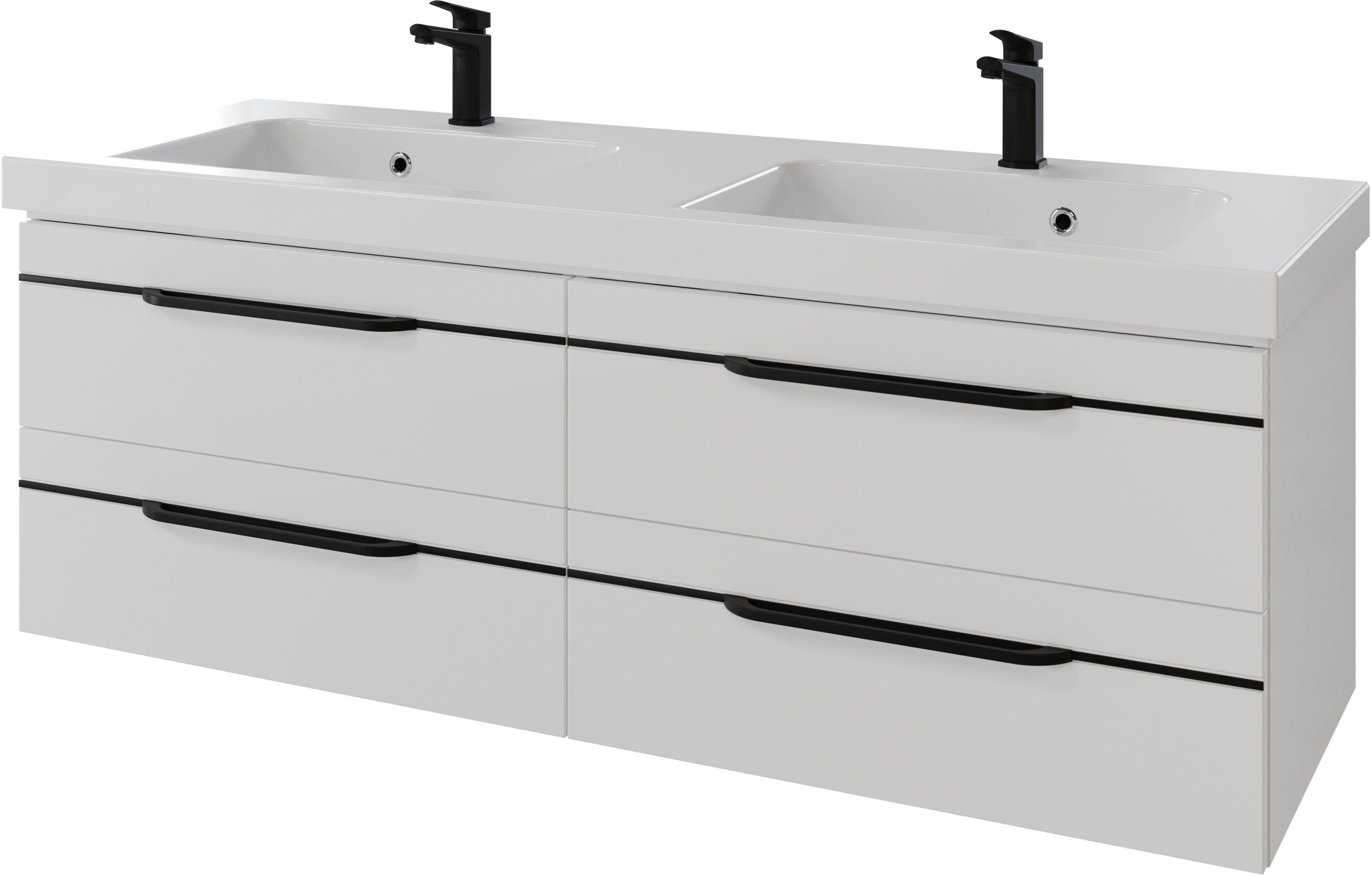 Saphir Waschtisch Serie Balto Mineralmarmor-Waschtisch mit Unterschrank, 147,8 cm breit (2-St), Doppel-Waschplatz mit 4 Schubladen, in verschiedene Ausführungen