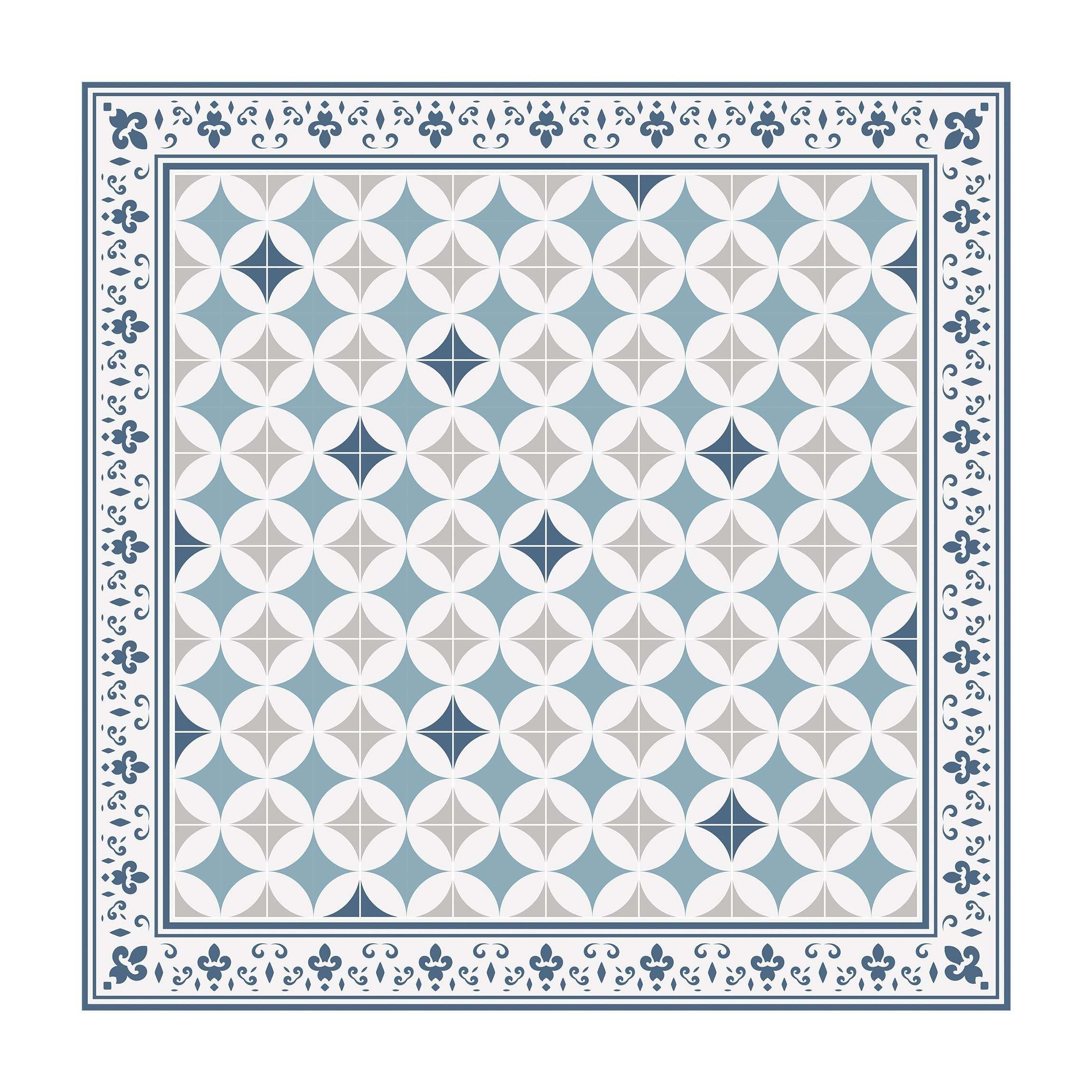 Bilderdepot24 Teppich Vinyl Wohnzimmer Schlafzimmer Flur Küche Fliesen Muster, quadratisch - blau glatt, nass wischbar (Küche, Tierhaare) - Saugroboter & Bodenheizung geeignet