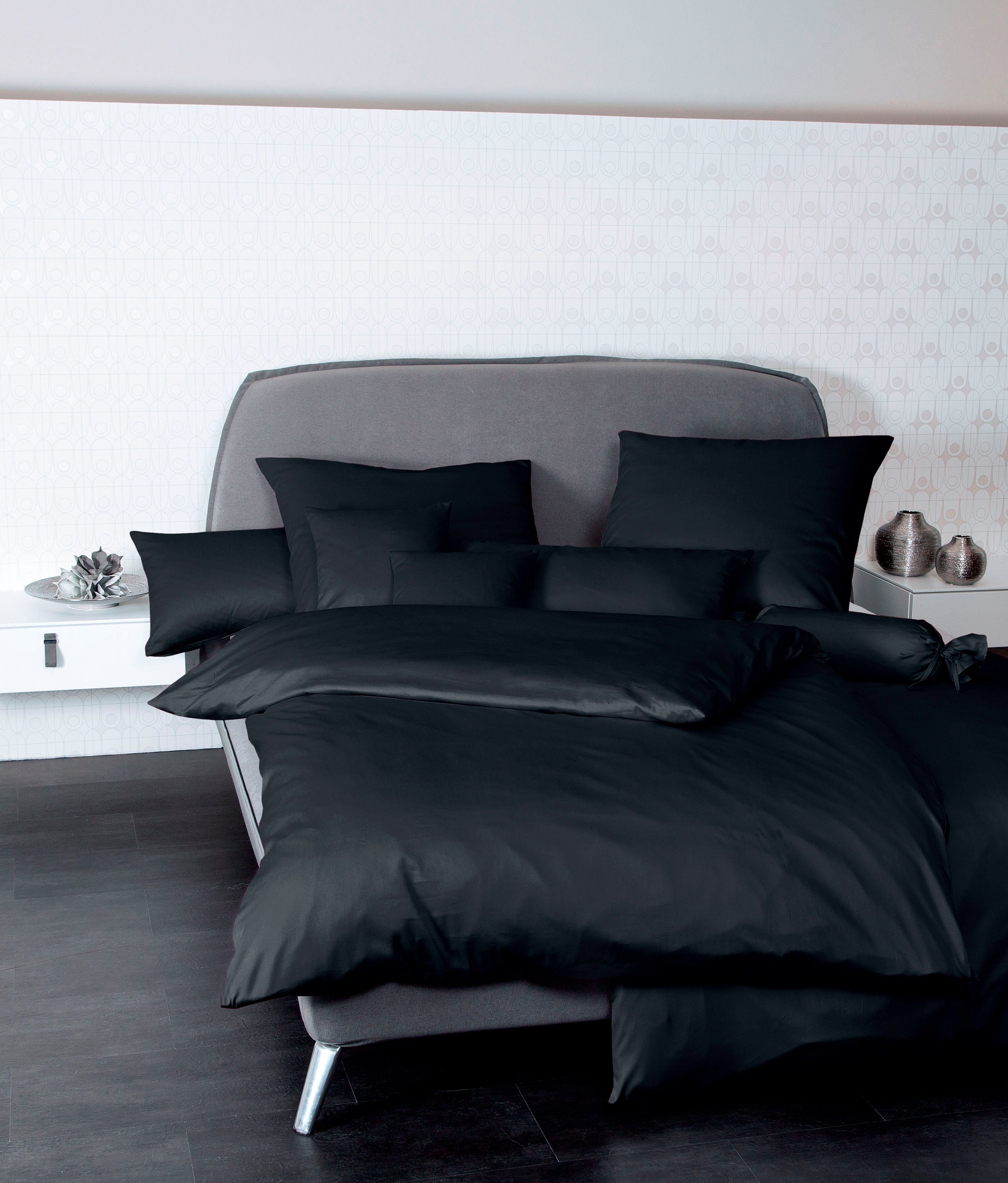 Janine Bettwäsche Colors, Mako-Satin, 2 teilig, feinfädige uni Bettwäsche für alle Jahreszeiten, Markenreißverschluss