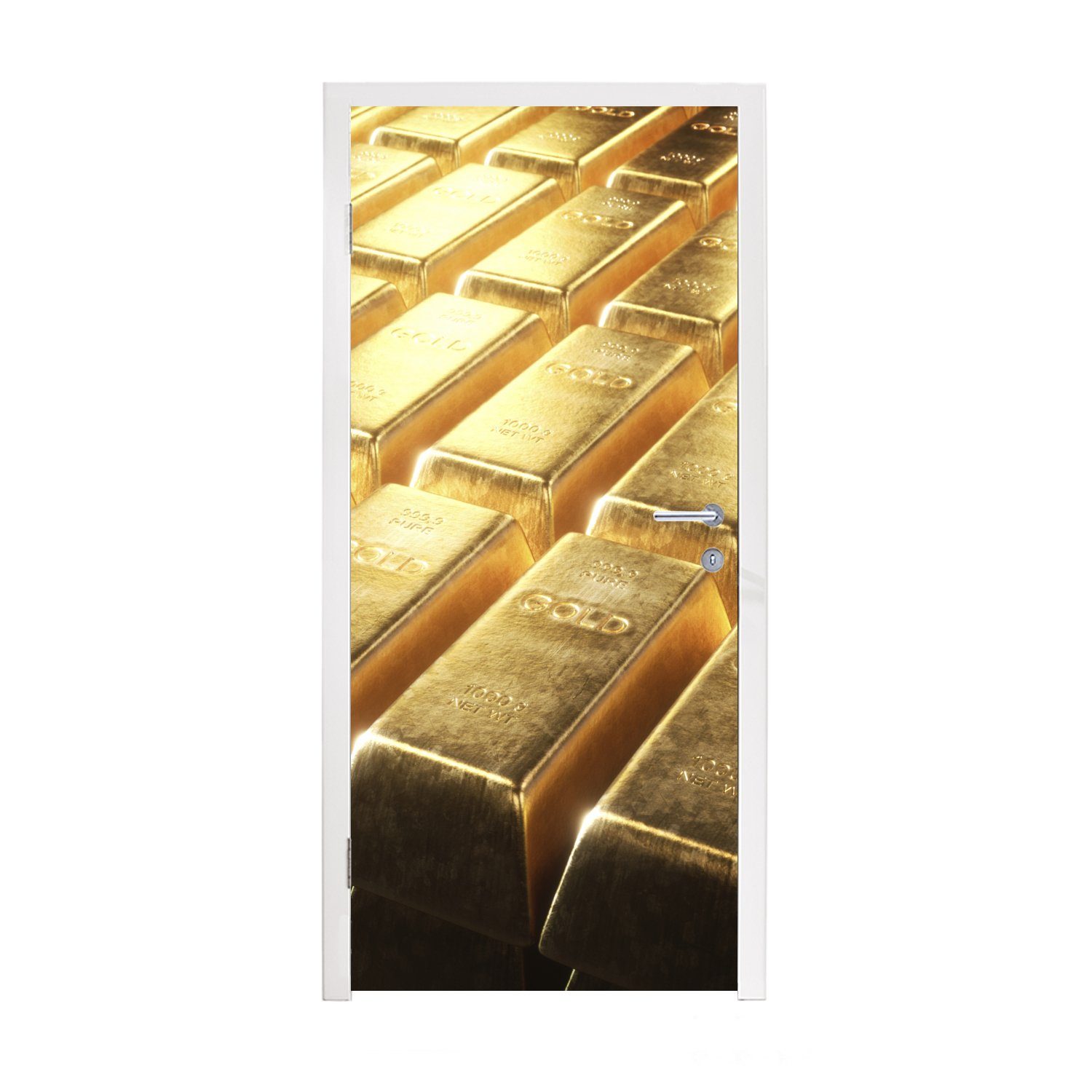 MuchoWow Türtapete Goldbarren, Matt, bedruckt, (1 St), Fototapete für Tür, Türaufkleber, 75x205 cm