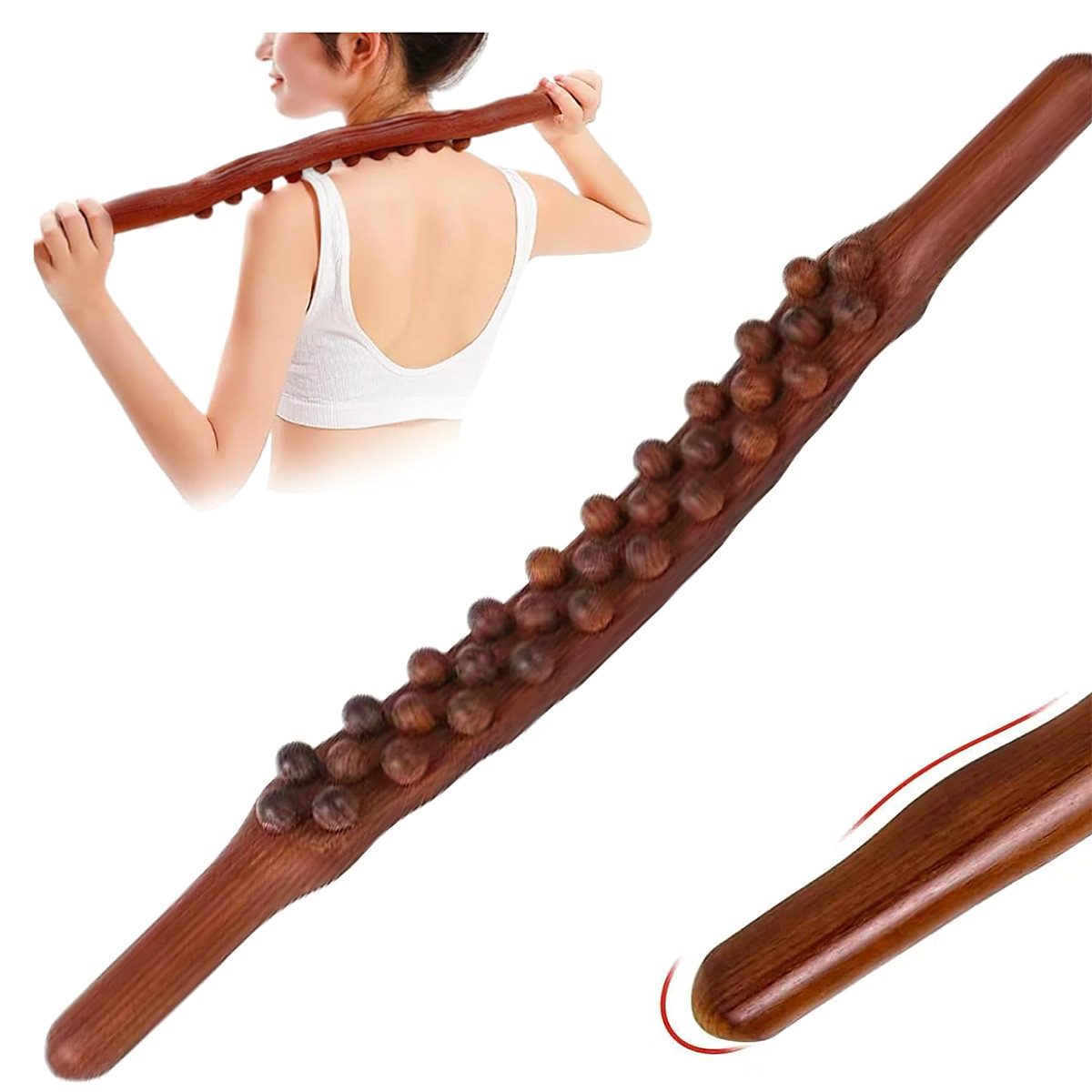Welikera Nacken-Massagegerät Holz-Gua-Sha-Massageroller 31 Perlen, Nacken- & Körpermassage, 1-tlg.