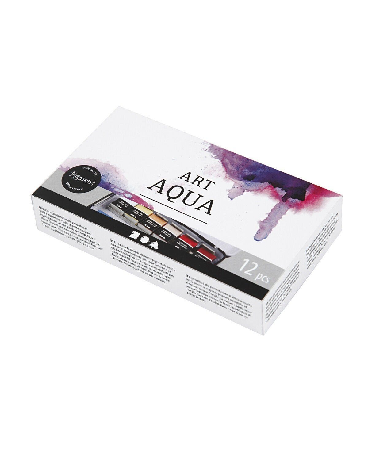 Creotime Kreativset Art Aqua Aquarellkasten 12x 1/2 Näpfchen, (Aquarell-Kasten, 12-tlg), hohe Lichtechtheit