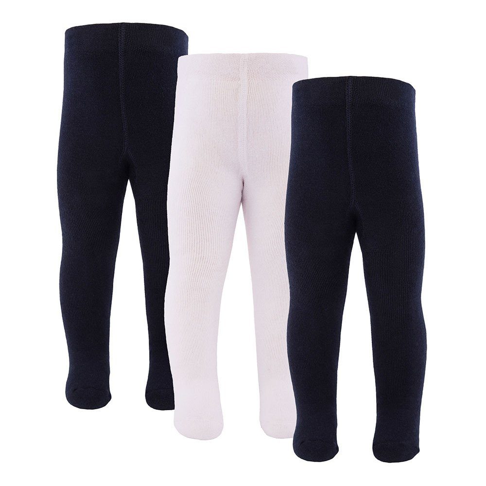 Ewers Strumpfhose Strumpfhose 98% Baumwolle 3er-Set) St. (3 hoher Baumwollanteil navy/navy/natur