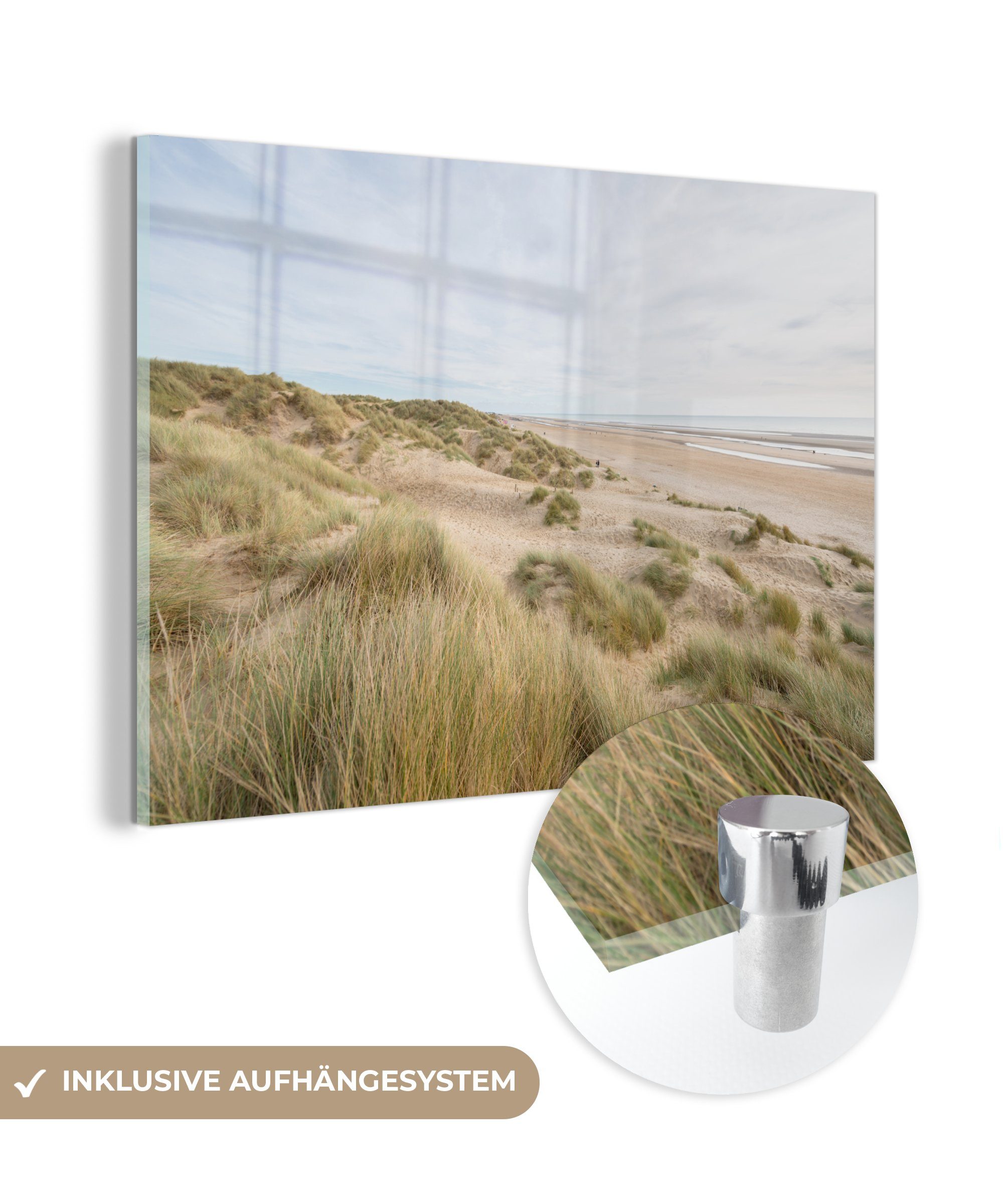 MuchoWow Acrylglasbild Dünen - Strand - England, (1 St), Glasbilder - Bilder auf Glas Wandbild - Foto auf Glas - Wanddekoration