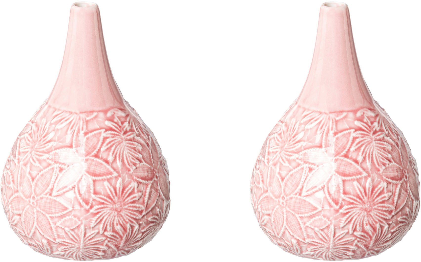 Tischvase 2 BLOOMING aus Creativ home St), Vase (Set, mit Porzellan Blütendesign,