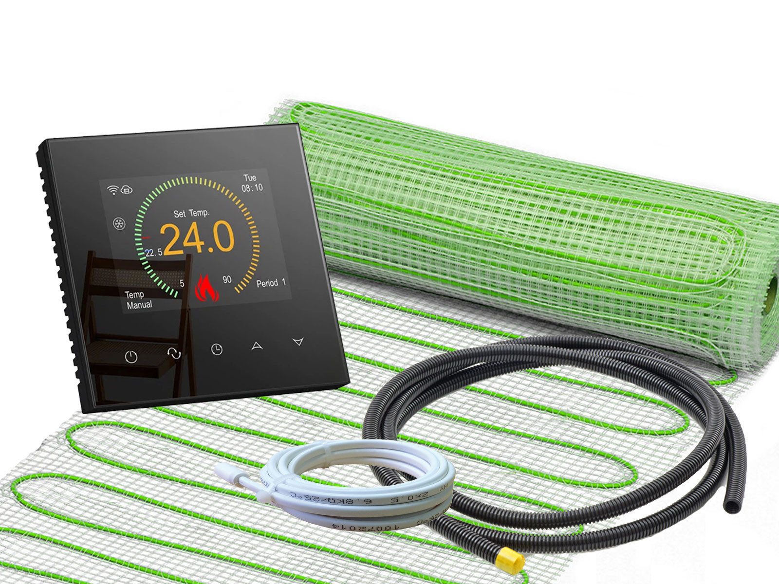 ewdirekt Fußbodenheizung UltraPro 160 für Fliesen mit smartem Thermostat RT-70 WLAN Tuya