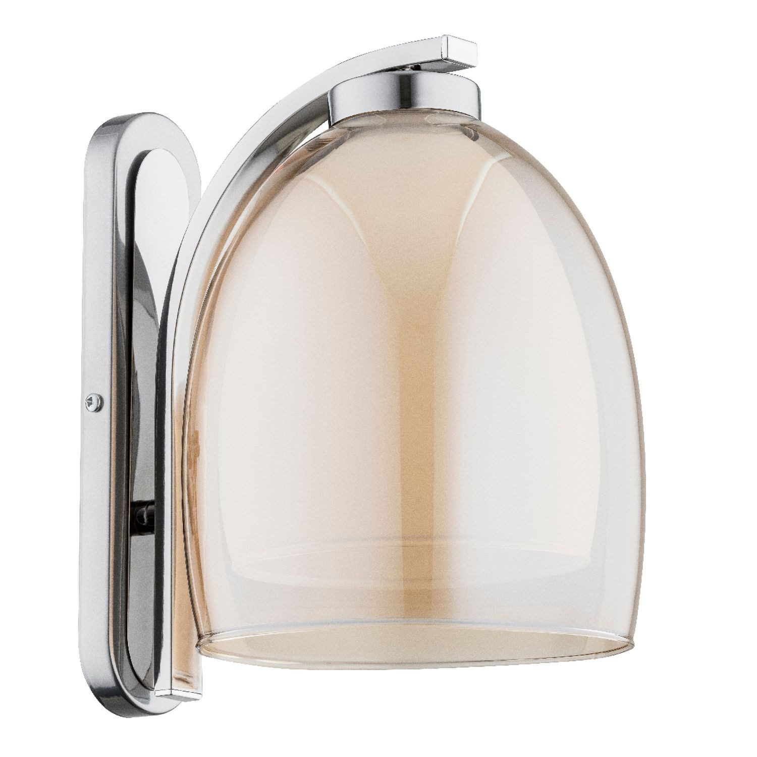 Licht-Erlebnisse Wandleuchte KELALI, ohne Leuchtmittel, Metall Glas E27 H: 27 cm Chrom Bernstein Modern Downlight