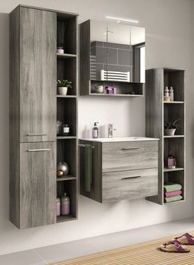 xonox.home Badregal York, Badschrank grau Rauchsilber, 30 x 68 cm, 3 Fächer