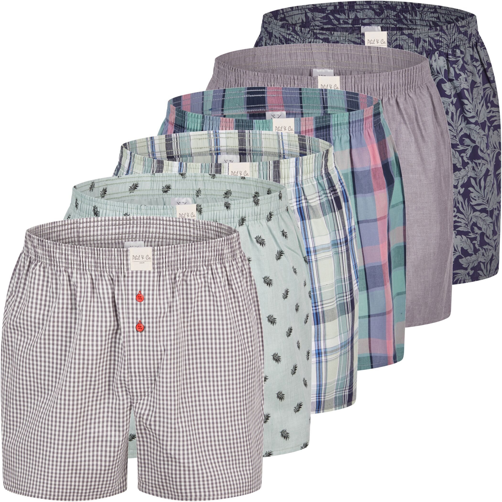 Phil & Co. Boxershorts 6 Phil & Co. Berlin Webboxer Herren american Boxer Boxershorts Shorts (1-St)