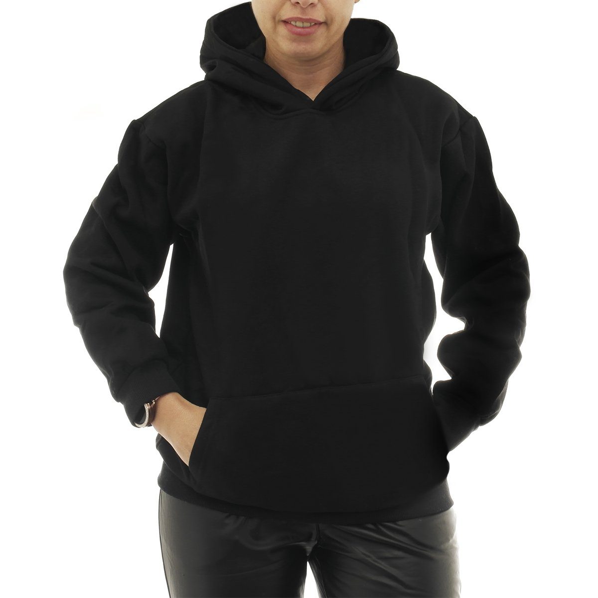 YESET Kapuzenpullover Hoodie warm Vlies Kapuze Pulli Oversize Pullover Tasche 7260 schwarz