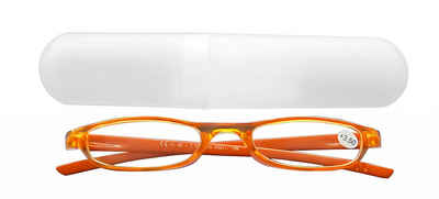 EDCO Lesebrille LESEBRILLE +3.50 Diop. Orange mit Etui Lesehilfe 05 (3.50 - Orange), Brille Sehhilfe aus Kunststoff