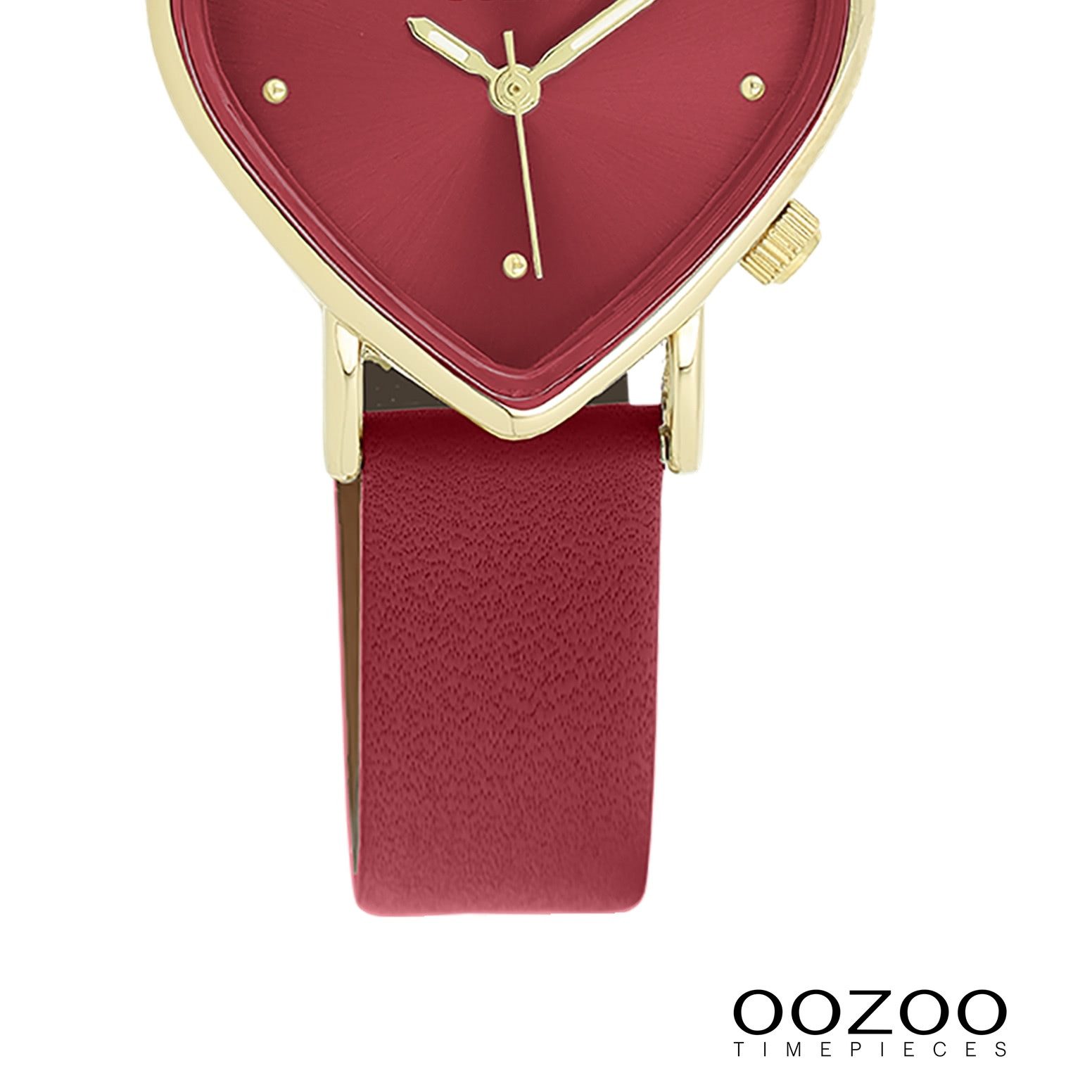 OOZOO Quarzuhr Oozoo Damen Armbanduhr OOZOO Timepieces, (Analoguhr), Damenuhr herzform, extra groß (ca.28x29mm) Lederarmband, Fashion-Style