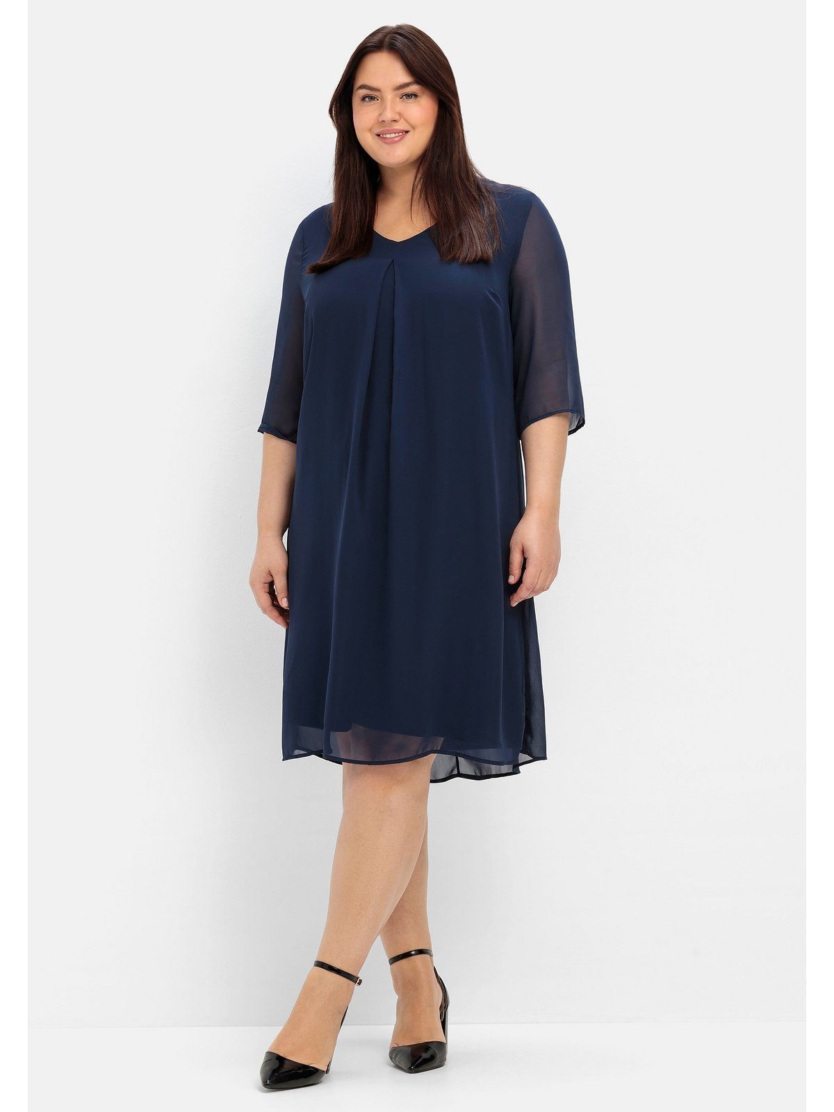 Cocktailkleid aus Chiffon Größen im Layerlook, Sheego und Viskose Große