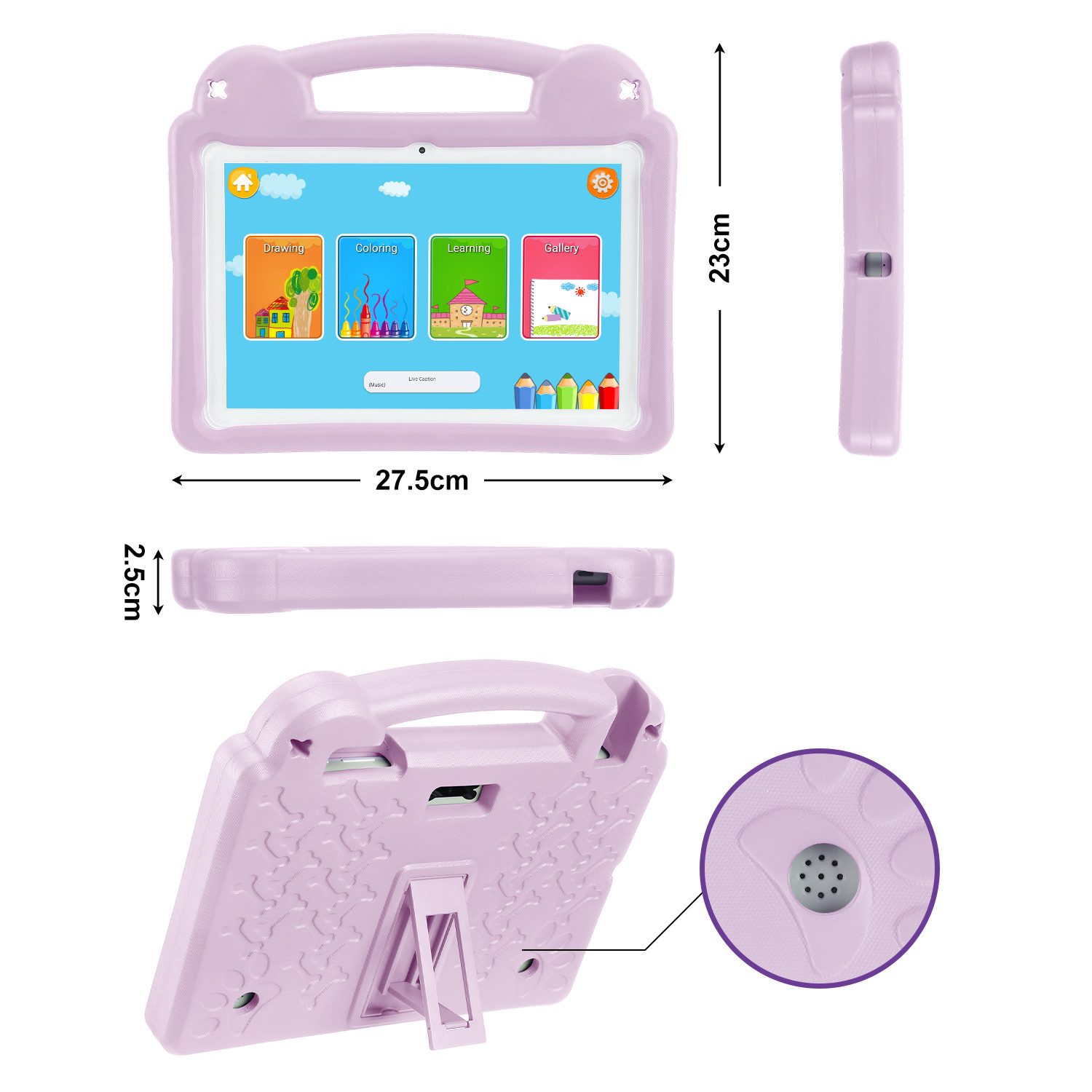 LETGOSPT Kinder Lern-Tablet 10.1'' Android 15, 64 GB 1280x800 IPS HD Octa Core Tablet (10.1", 64 GB, Android 15, 2.4G+5G WIFI6, 6000mAh mit WiFi 6 Bluetooth 5.0 GMS mit Sticker und computertasche)