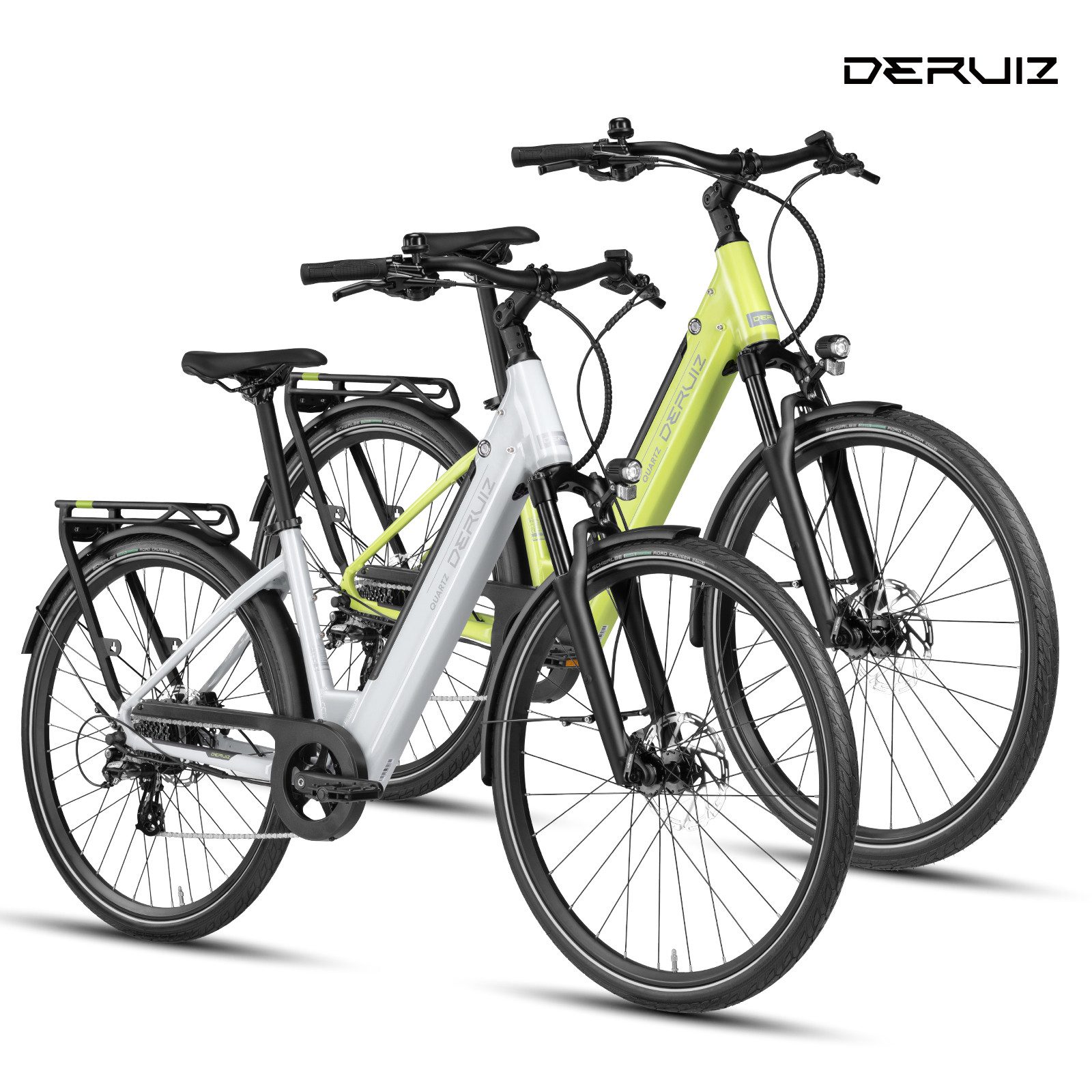 DERUIZ E-Bike Cityrad 28 Zoll 250 W/55 Nm, hydraulische 180-mm-Scheibenbremsen, bis 161km, 8 Gang SHIMANO Shimano Altus RD-M310, 8-Gang Schaltwerk, Heckmotor, 644 Wh, (Pedelec für Damen und Herren), Farb-LCD-Display,Tiefeinsteiger, Federgabel mit 60-mm-Federweg