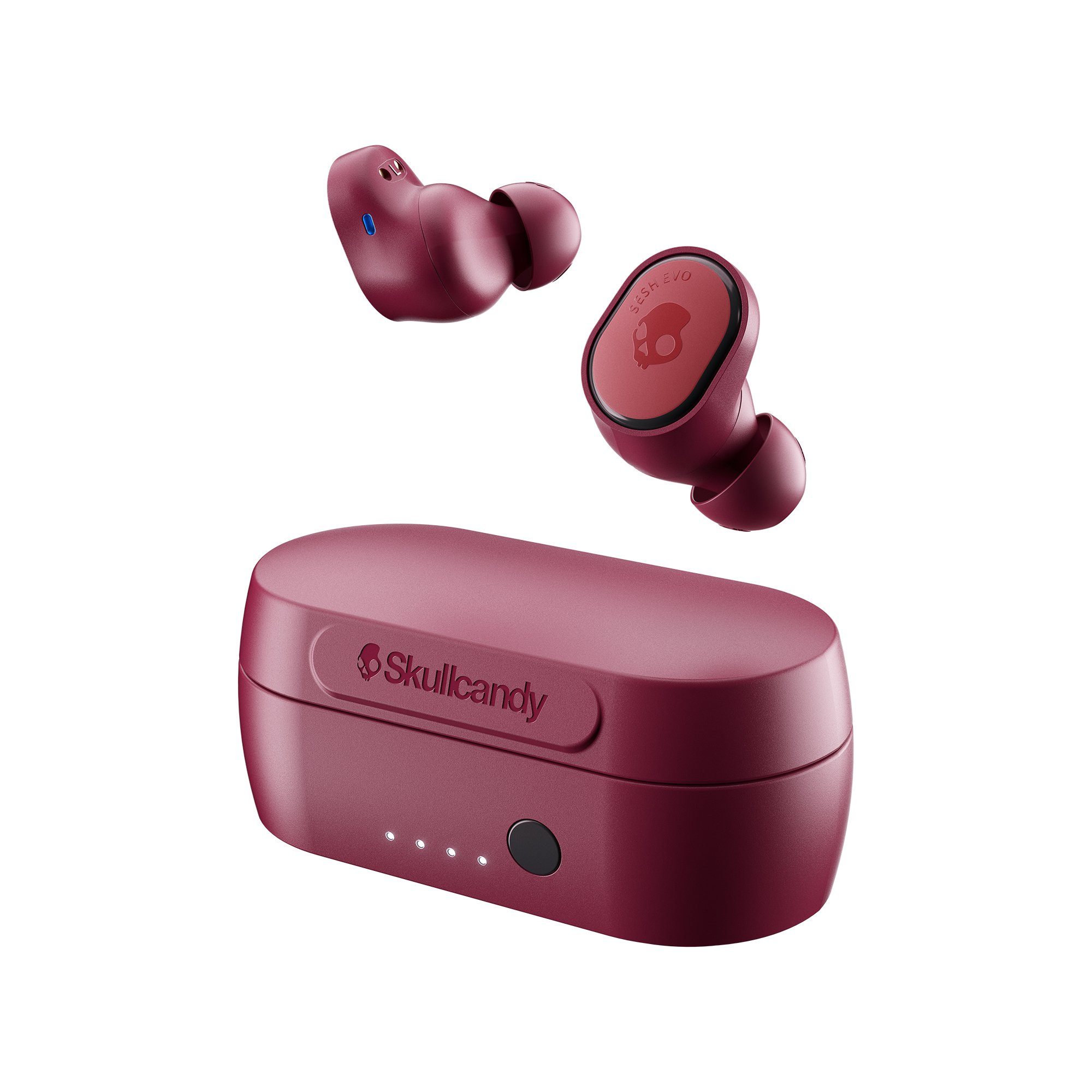Skullcandy Headset Sesh EVO True Wireless wireless In-Ear-Kopfhörer (True Wireless über Bluetooth® 5!, Rapid Charge: 10 Minuten = 2 Stunden!, Schweiß-, wasser- und staubresistent (IP55)!, Ohrhörer Steuerung von Anrufen, Musik, Lautstärke!, Funktion zum Aktivieren des Sprachassistenten!, Keine, Wireless) rot